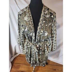 NWT Bamboo Trading Company Kimono Duster With Tie Floral Paisley